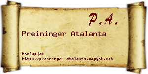 Preininger Atalanta névjegykártya